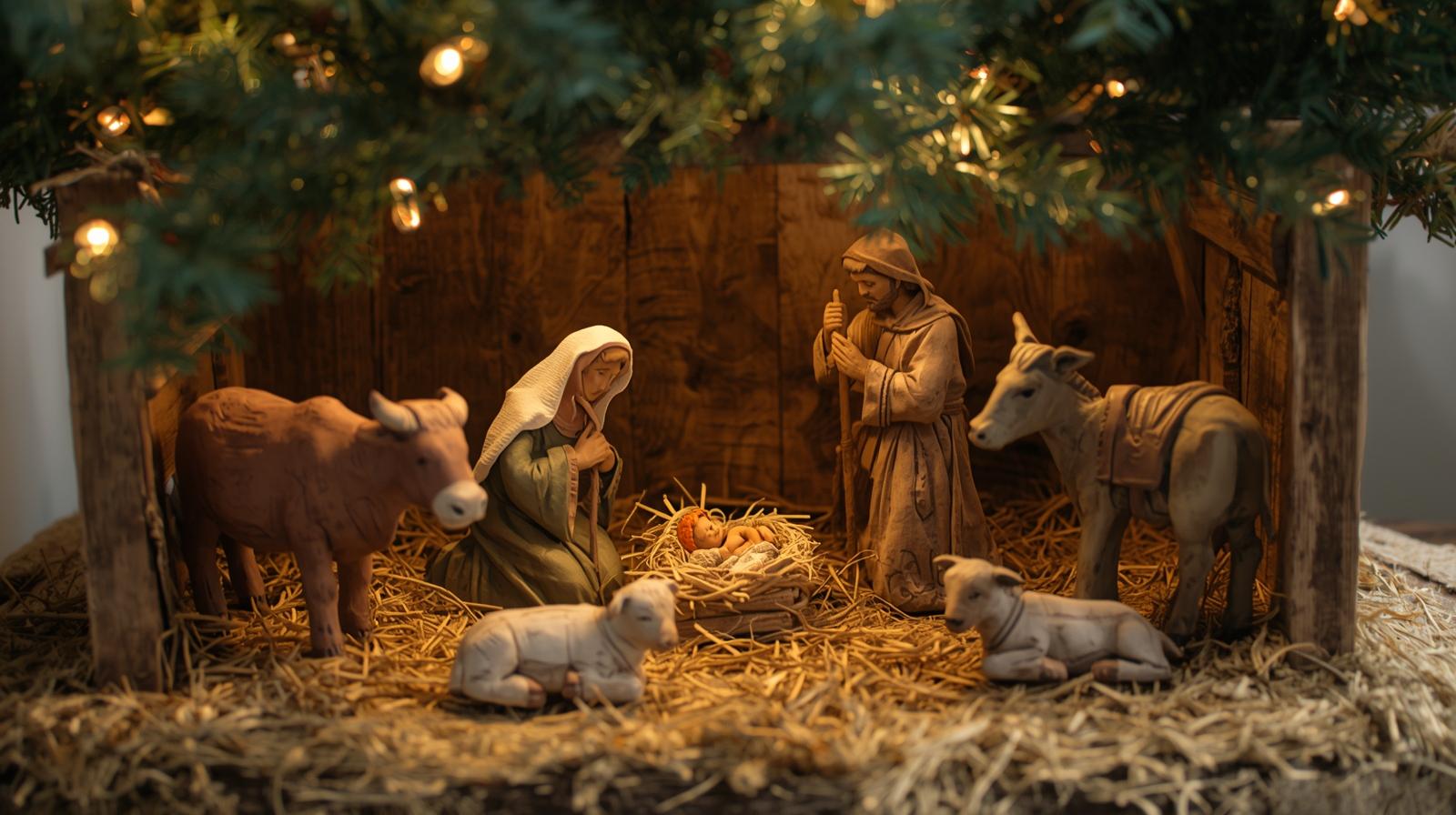 Weihnachtskrippe aus Ton