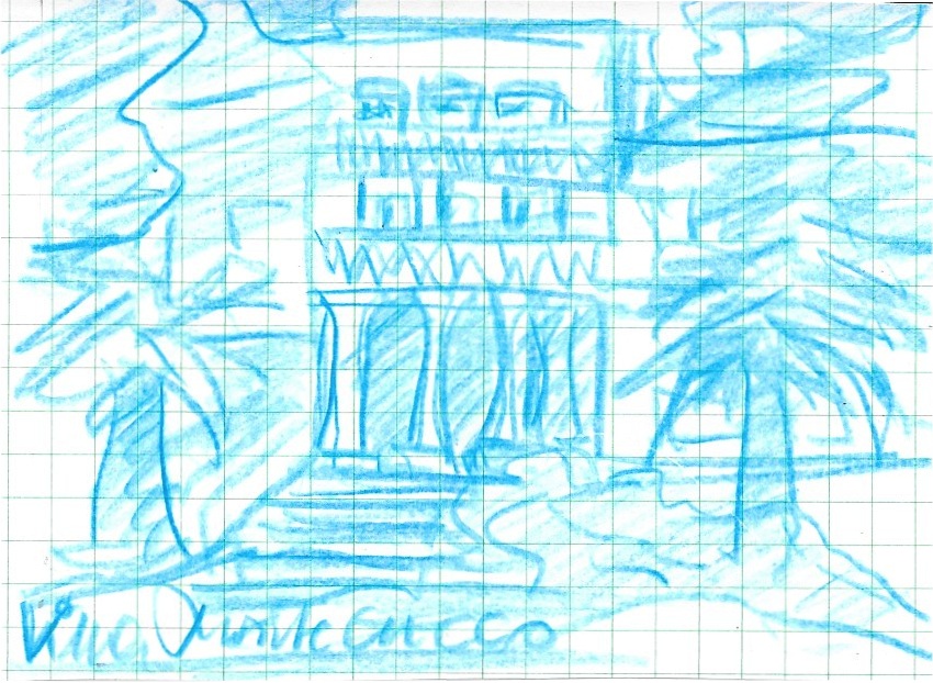 Villa Montecooco, Aufgang an der Vorderfassade